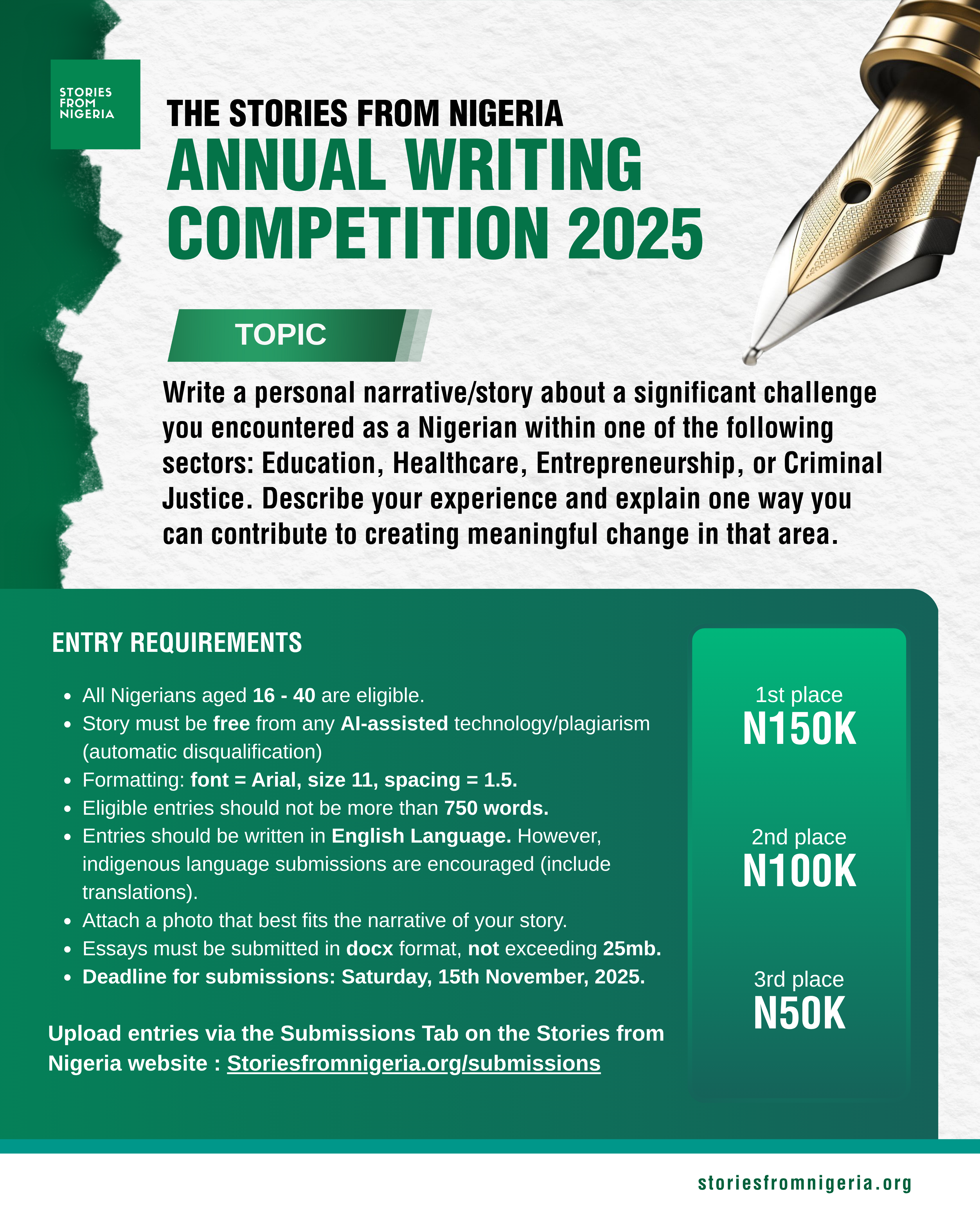 stories from nigeria annual writing competition 2025